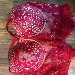 red sexy lace bra crop top
